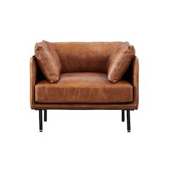 Venezia Industrial Modern Arm Chair - Light Brown Leather