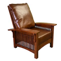 Preorder Craftsman / Mission Leather And Oak Morris Chair - Chestnut