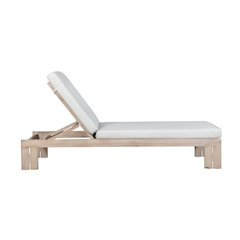 Paradiso Outdoor Teak Natural Look Chaise - Light Gray Fabric