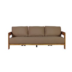 Paradiso Outdoor Solid Teak Wood Sofa - Light Brown Fabric