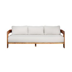 Paradiso Outdoor Solid Teak Wood Sofa - Gray Fabric