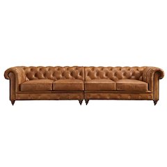 Century Chesterfield Sofa - Light Chestnut Leather - 118"