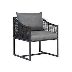 Pair of Sardinia Outdoor Aluminum Dining Chair with Rope Design - Black