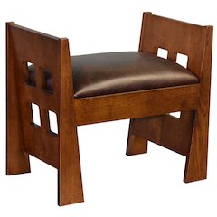 Mission Style Oak and Leather Foot Stool