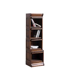 Mission Narrow Barrister Bookcase - Beveled Glass - Walnut