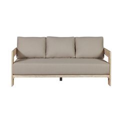 Paradiso Teak Wood Natural Look Sofa - Gray Fabric