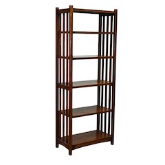 Mission Spindle Side 5 Shelf Bookcase - Walnut (W1)