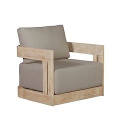 Paradiso Outdoor Teak Natural Look Revolving Chair - Gray Fabric