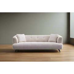Arden Collection Modern Fabric 3-Seater Sofa - White