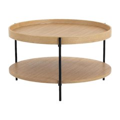 Brown Manufactured Wood Coffee Table with Iron Frame Single Piece