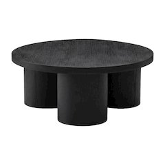 Black Solid and Manufactured Wood Round Coffee Table with Durable Finish