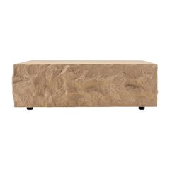 Beige Square Coffee Table with Fiberglass Construction and Modern Design