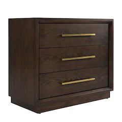 Contemporary Brown Oak and Gold Nightstand with Modern Design