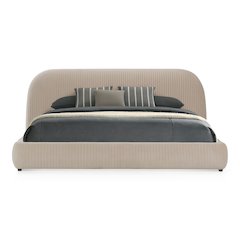Eastern King Hortman - Modern Off-White Fabric Bed