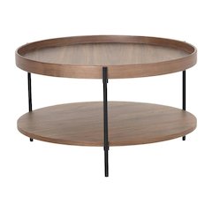 Brown Manufactured Wood Coffee Table with Iron Frame Sturdy Modern Design