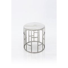 Modrest Silvan Modern Marble & Stainless Steel End Table