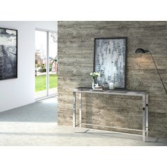 Agar Modern Glass and Stainless Steel Console Table