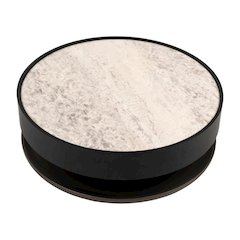 Black Ceramic Top Coffee Table with Manufactured Wood Base and Round Design