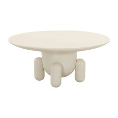 White Round Coffee Table Fiberglass Modern Accent Starlight Canyon Home