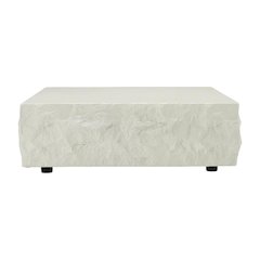 White Fiberglass Square Coffee Table with Modern Minimalist Design