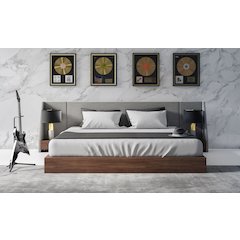 Nova Domus Janice - Eastern King Modern Grey and Walnut Bed and Nightstands