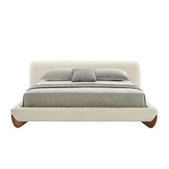 Modrest Fleury - Queen Contemporary Cream and Walnut Bed