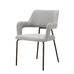 Modrest Childers - Modern Grey Fabric + Antique Brass Dining Chair