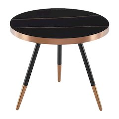 Black Ceramic Coffee Table with Glass Top and Steel Frame for Modern Living