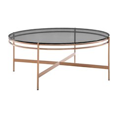 Glass Coffee Table Gold Frame with Stainless Steel Base and Modern Design