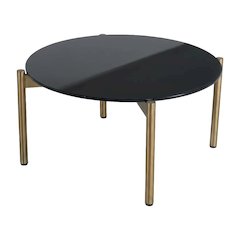 Black Marble Coffee Table with Gold Metal Frame and Elegant Design
