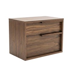 Modern Walnut Nightstand with Bottom Drawer and Storage Space