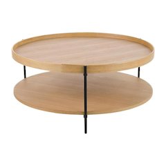 Brown Coffee Table with Iron Frame and Solid Wood Top Durable Design