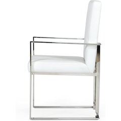 Luxury Dining Chair White Upholstered, Chair With Metal Legs and Leather Finish