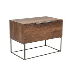Walnut Nightstand with Modern Design and Compact Storage
