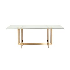 Keaton Modern Glass and Brass Dining Table