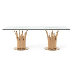 Modrest Paxton Modern Glass & Rosegold Dining Table