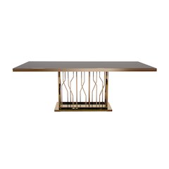 Modrest Marston Modern Black Glass & Rosegold Dining Table