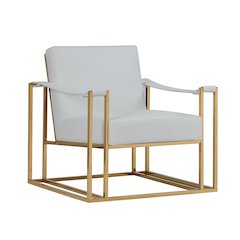 Modrest Larson Modern White Leatherette & Gold Accent Chair