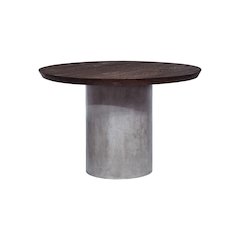 Modrest Renzo Modern Round Oak & Concrete Dining Table