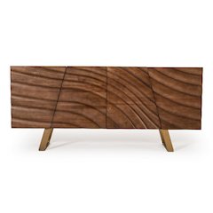 Modrest Finley Mid-Century Walnut & Gold Buffet