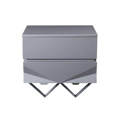 Modrest Duke Modern Grey & Black Gun Chrome Nightstand