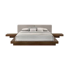 Modrest Tokyo - Queen Contemporary Walnut and Grey Platform Bed