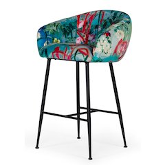 Modrest Roxann - Contemporary Floral Velvet Bar Stool