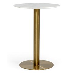Fairway - Glam White Marble and Brushed Gold Bar Table