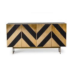 Modrest Perret - Glam Black Ash & Brushed Brass Modern Buffet