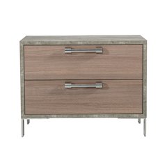 Nova Domus Boston - Modern Brown Oak & Brushed Stainless Steel Nightstand