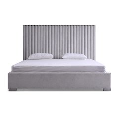 Modrest Splendor - Silver + Grey Velvet Upholstered King Platform Bed