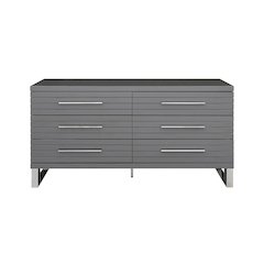 Modrest Splendor - Grey High Gloss Slatted Dresser