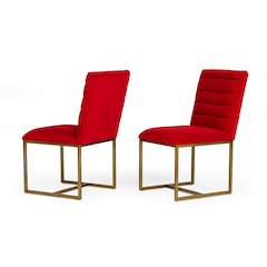 Modrest Barker - Modern Burnt Orange & Brush Gold Dining Chair (Set of 2)
