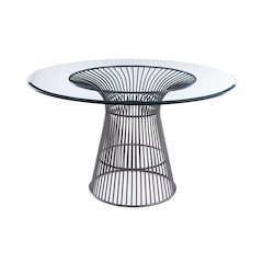 Modrest Chandler - Modern Round Glass & Black Stainless Steel Dining Table